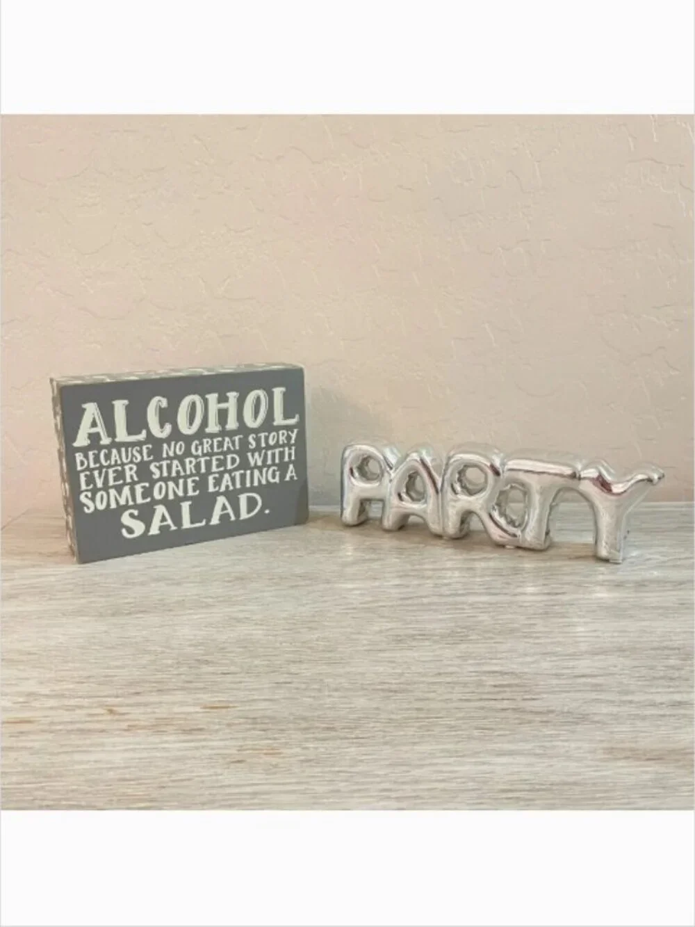 Party Decor Alcohol Because No Great Story Started With Eating A Salad Sign 2 Pc